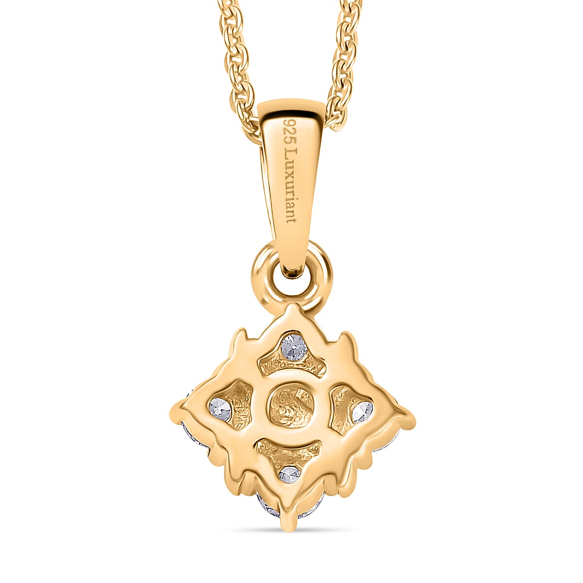 Luxuriant Diamond Lab Grown Diamond (SI-GH) Pendant with Chain (Size 20) in 18K Vermeil Yellow Gold Plated Sterling Silver
