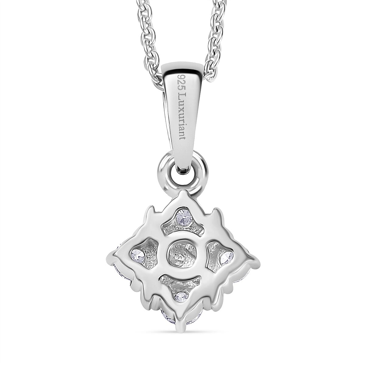 Luxuriant Diamond Lab Grown Diamond (SI-GH) Pendant with Chain (Size 20) in Rhodium Overlay Sterling Silver Luxuriant Diamond Lab Grown Diamond (SI-GH) Pendant with Chain (Size 20) in Rhodium Overlay Sterling Silver