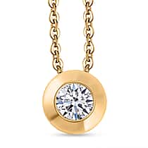 LUXURIANT Lab Grown Diamond (SI G/H) Solitaire Pendant with Chain (Size 20) in 18K Vermeil Yellow Gold Plated Sterling Silver