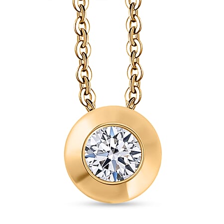 LUXURIANT Lab Grown Diamond (SI G/H) Pendant with Chain (Size 20) in 18K Vermeil Yellow Gold Plated Sterling Silver