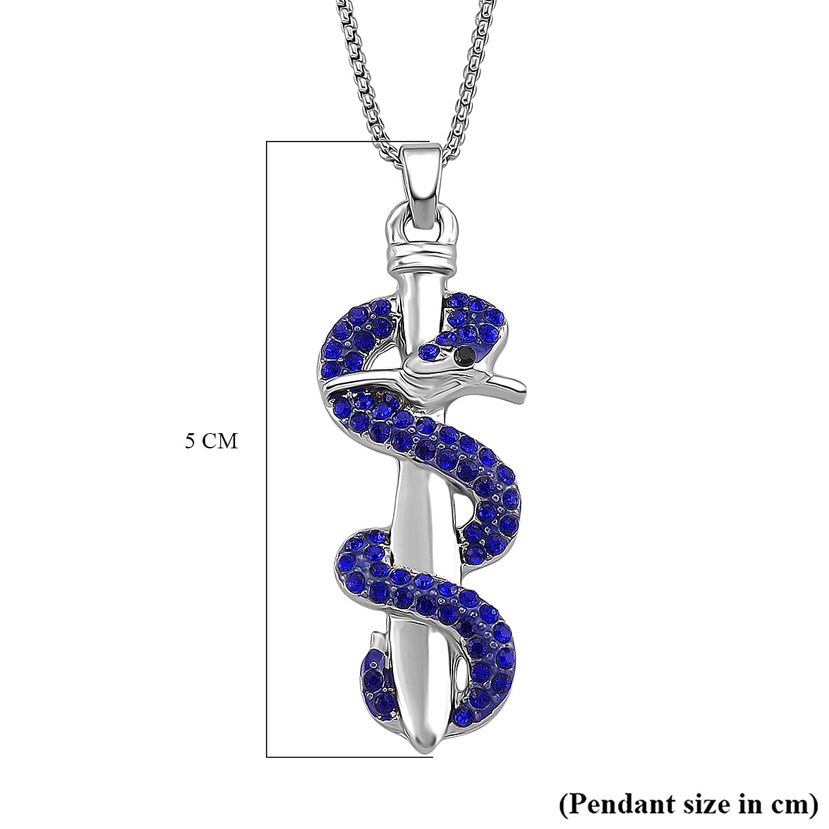 Designer Inspired- Blue Crystal Pendant with Chain (Size 20 - 2 Ext)