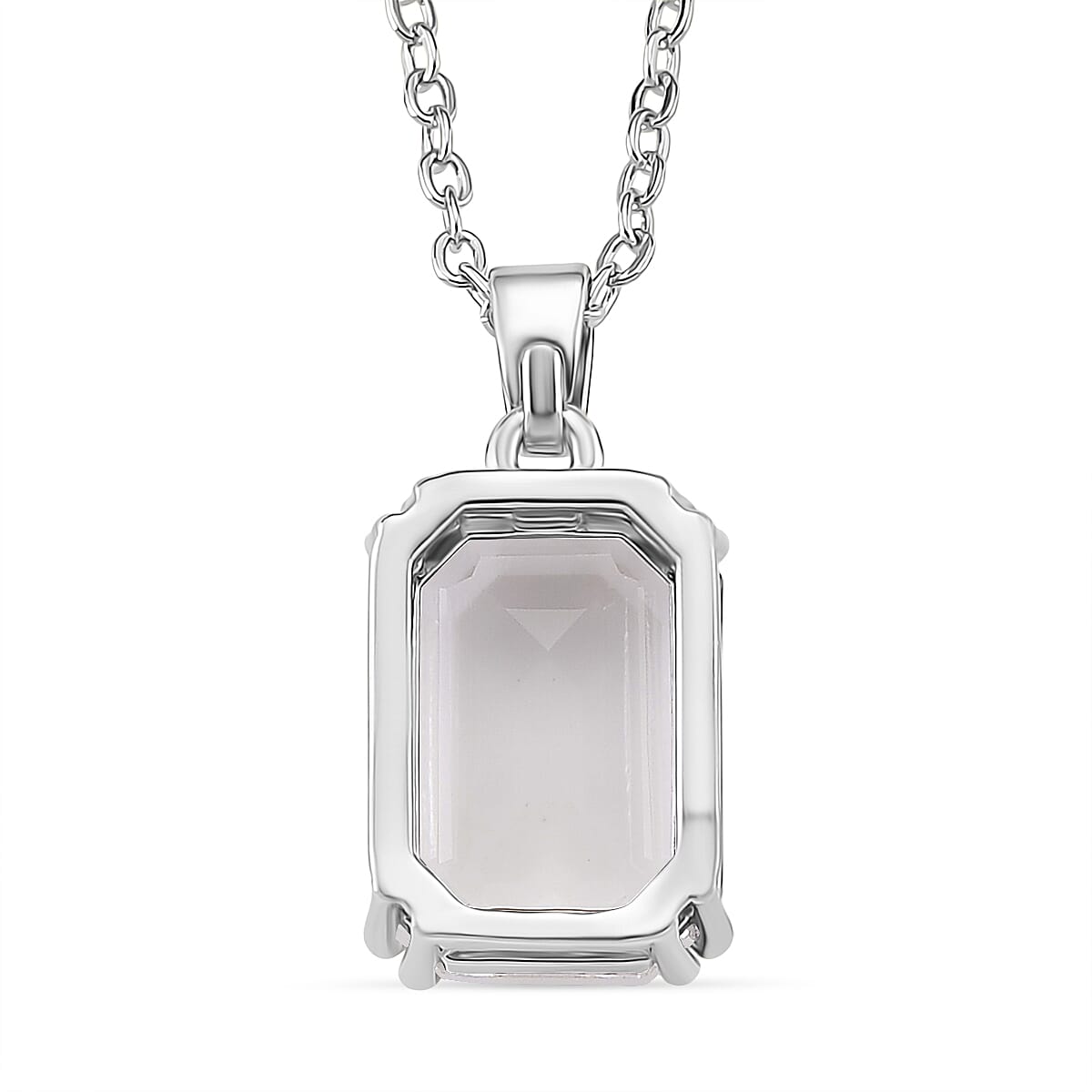 Austrian White Crystal Pendant with Chain (Size 20-2 Ext) with Lobster Clasp in White Tone
