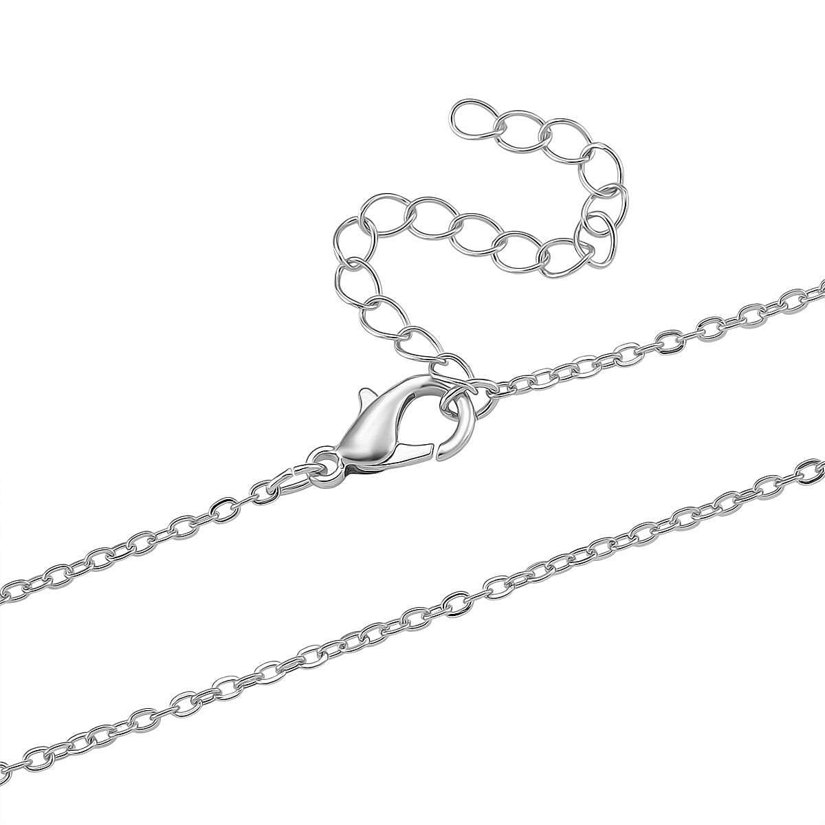 Austrian White Crystal Pendant with Chain (Size 20-2 Ext) with Lobster Clasp in White Tone