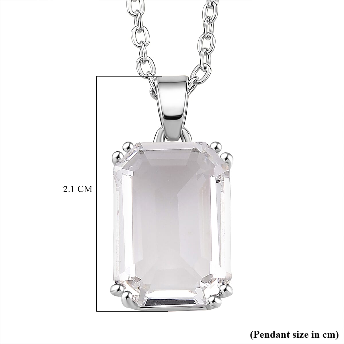 Austrian White Crystal Pendant with Chain (Size 20-2 Ext) with Lobster Clasp in White Tone