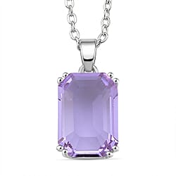 Austrian Purple Crystal Solitaire Pendant with Chain (Size 20-2 Ext) with Lobster Clasp in White Tone
