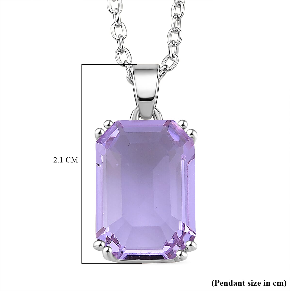 Austrian Purple Crystal Pendant with Chain (Size 20-2 Ext) with Lobster Clasp in White Tone