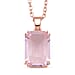 Austrian Pink Crystal Solitaire Pendant with Chain (Size 20-2 Ext) with Lobster Clasp in Rose Gold Tone