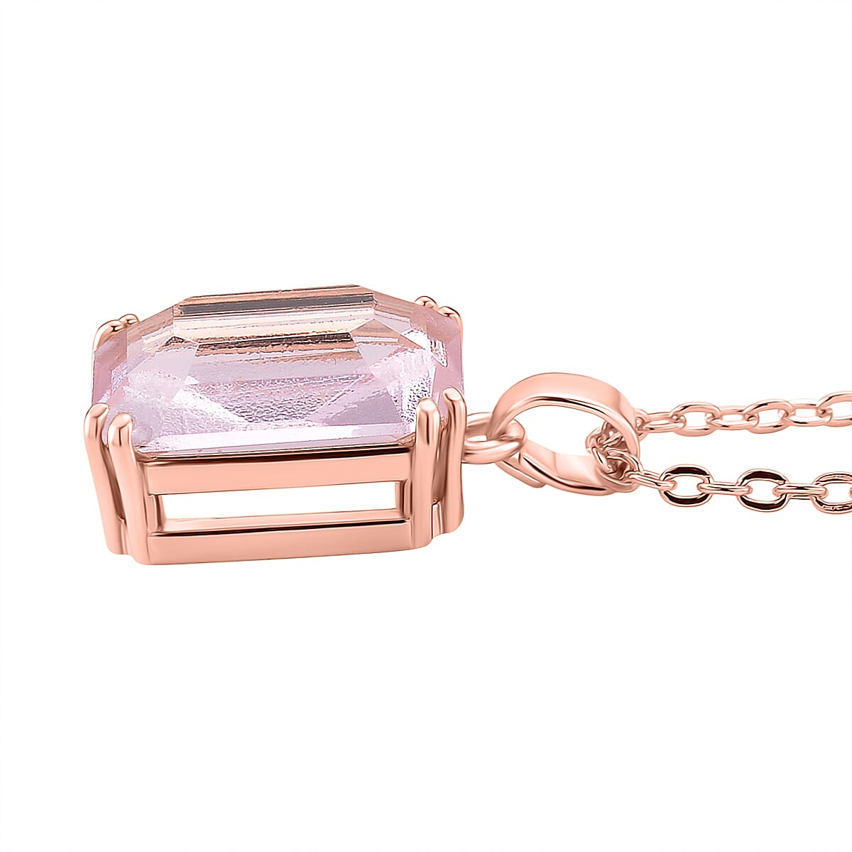 Austrian Pink Crystal Pendant with Chain (Size 20-2 Ext) with Lobster Clasp in Rose Gold Tone