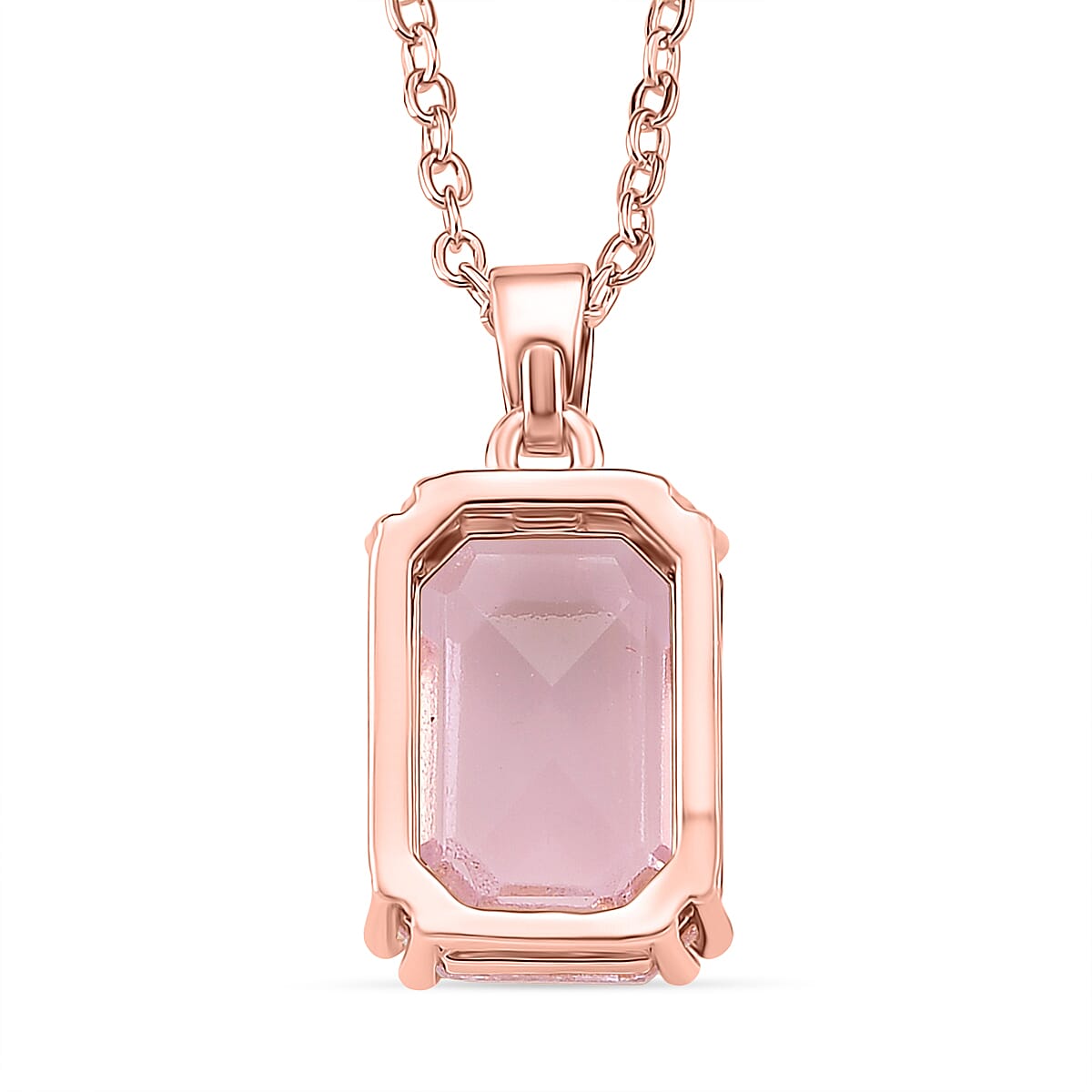 Austrian Pink Crystal Pendant with Chain (Size 20-2 Ext) with Lobster Clasp in Rose Gold Tone