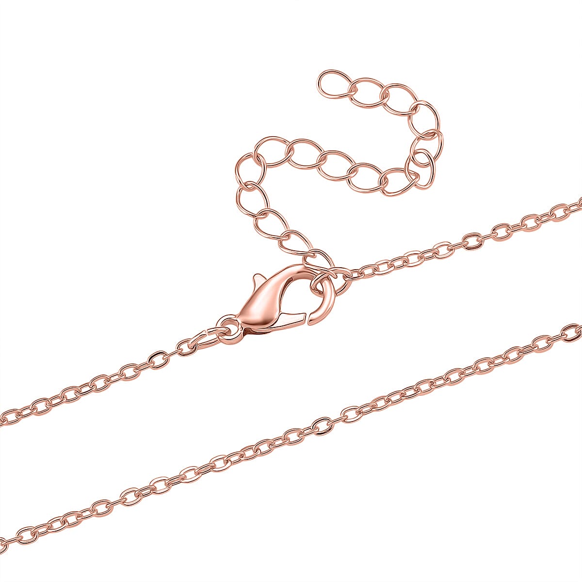 Austrian Pink Crystal Pendant with Chain (Size 20-2 Ext) with Lobster Clasp in Rose Gold Tone