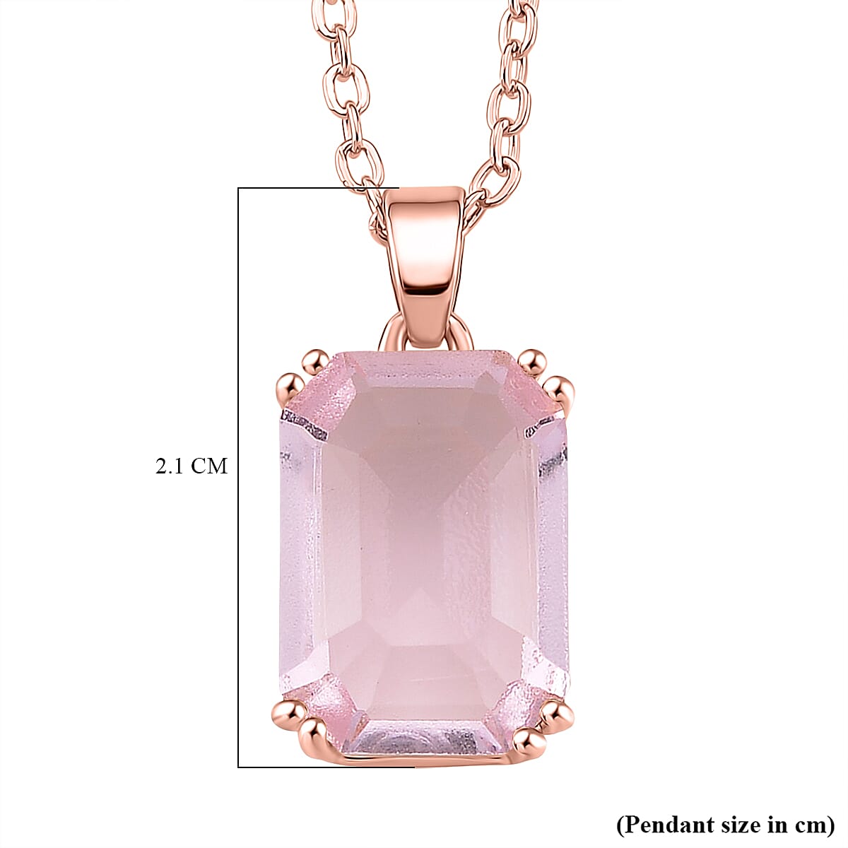 Austrian Pink Crystal Pendant with Chain (Size 20-2 Ext) with Lobster Clasp in Rose Gold Tone