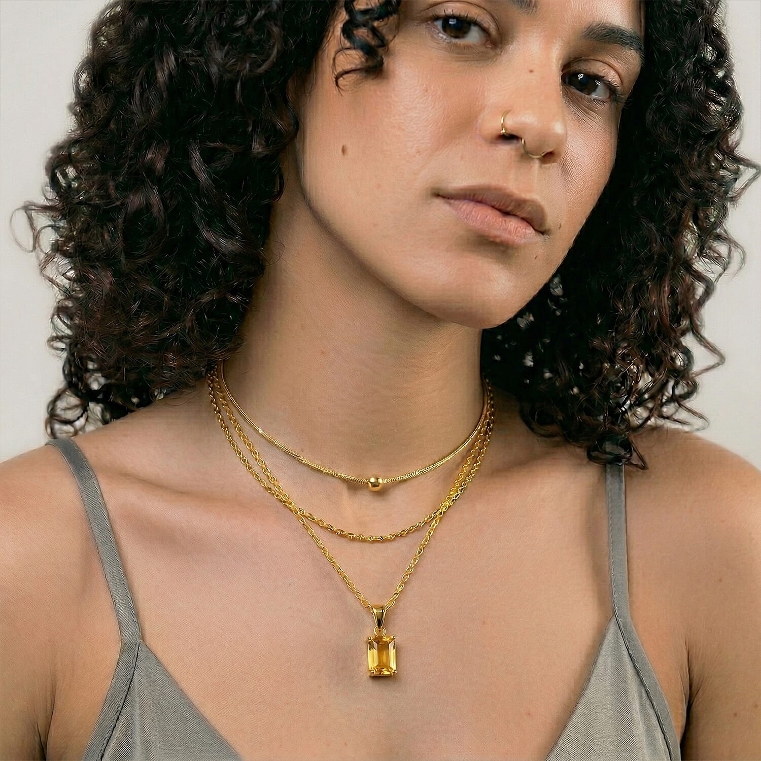 Austrian Yellow Crystal Pendant with Chain (Size 20-2 Ext) with Lobster Clasp in Yellow Gold Tone