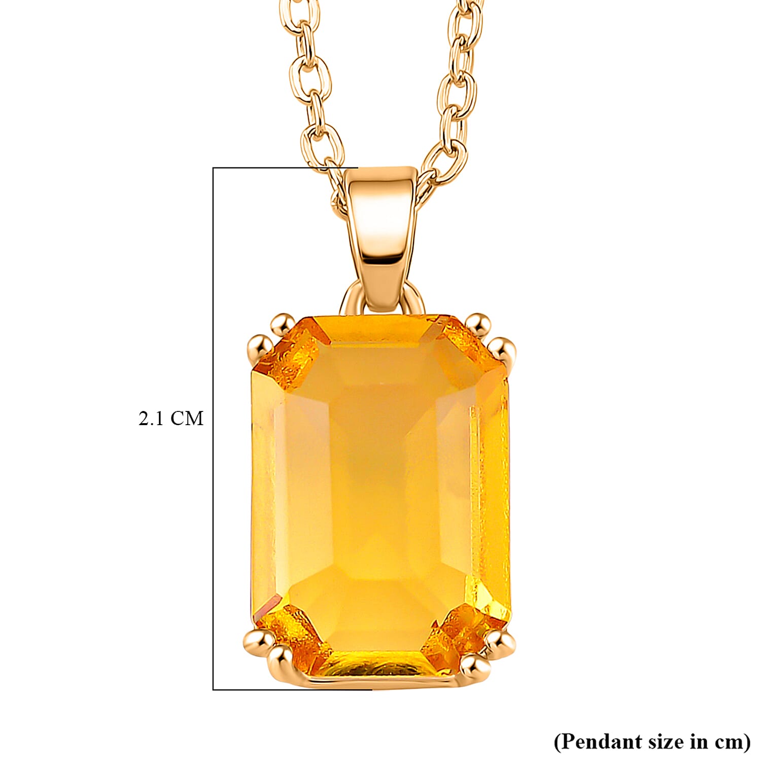 Austrian Yellow Crystal Pendant with Chain (Size 20-2 Ext) with Lobster Clasp in Yellow Gold Tone