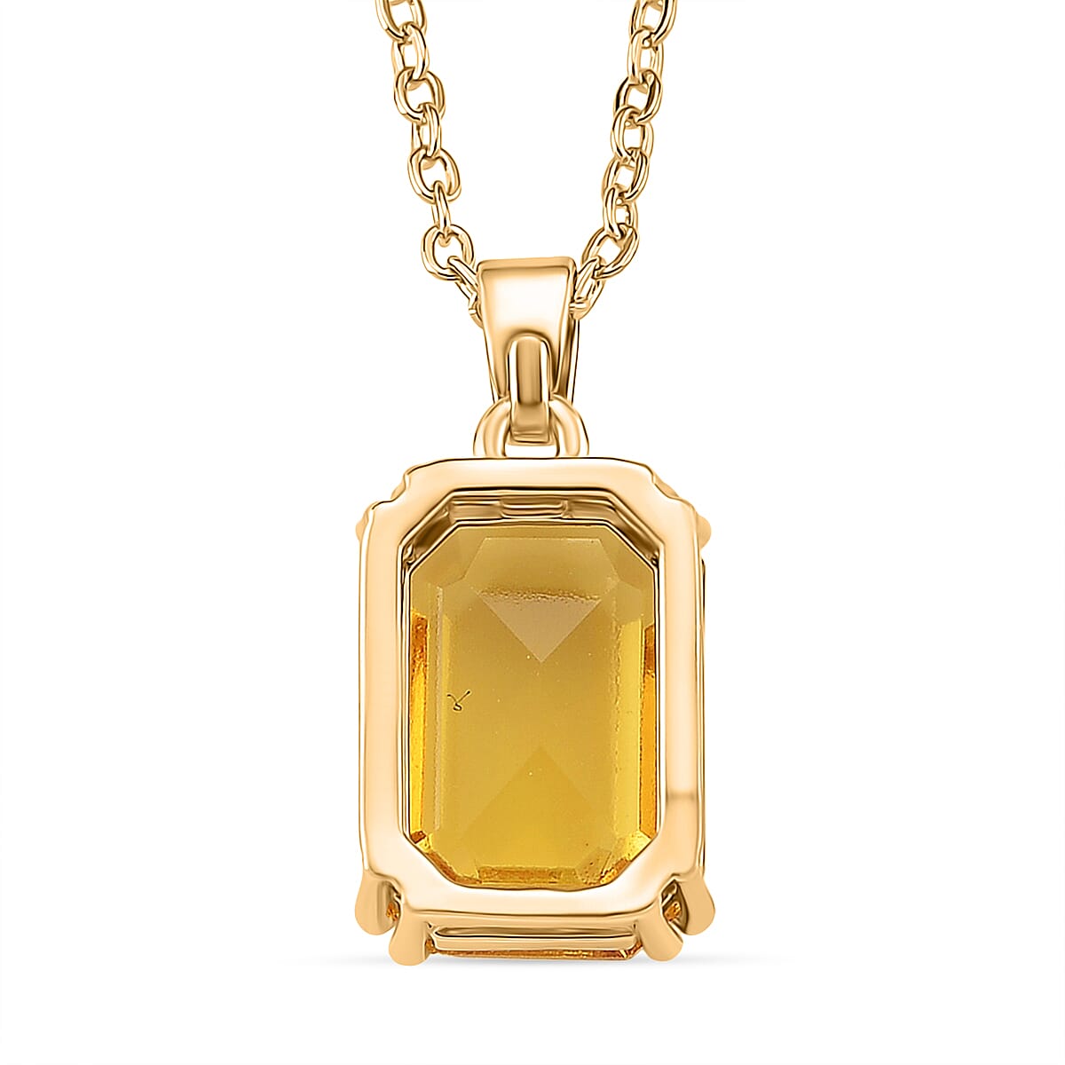 Austrian Yellow Crystal Pendant with Chain (Size 20-2 Ext) with Lobster Clasp in Yellow Gold Tone