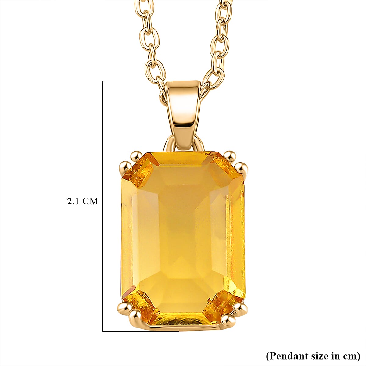 Austrian Yellow Crystal Pendant with Chain (Size 20-2 Ext) with Lobster Clasp in Yellow Gold Tone