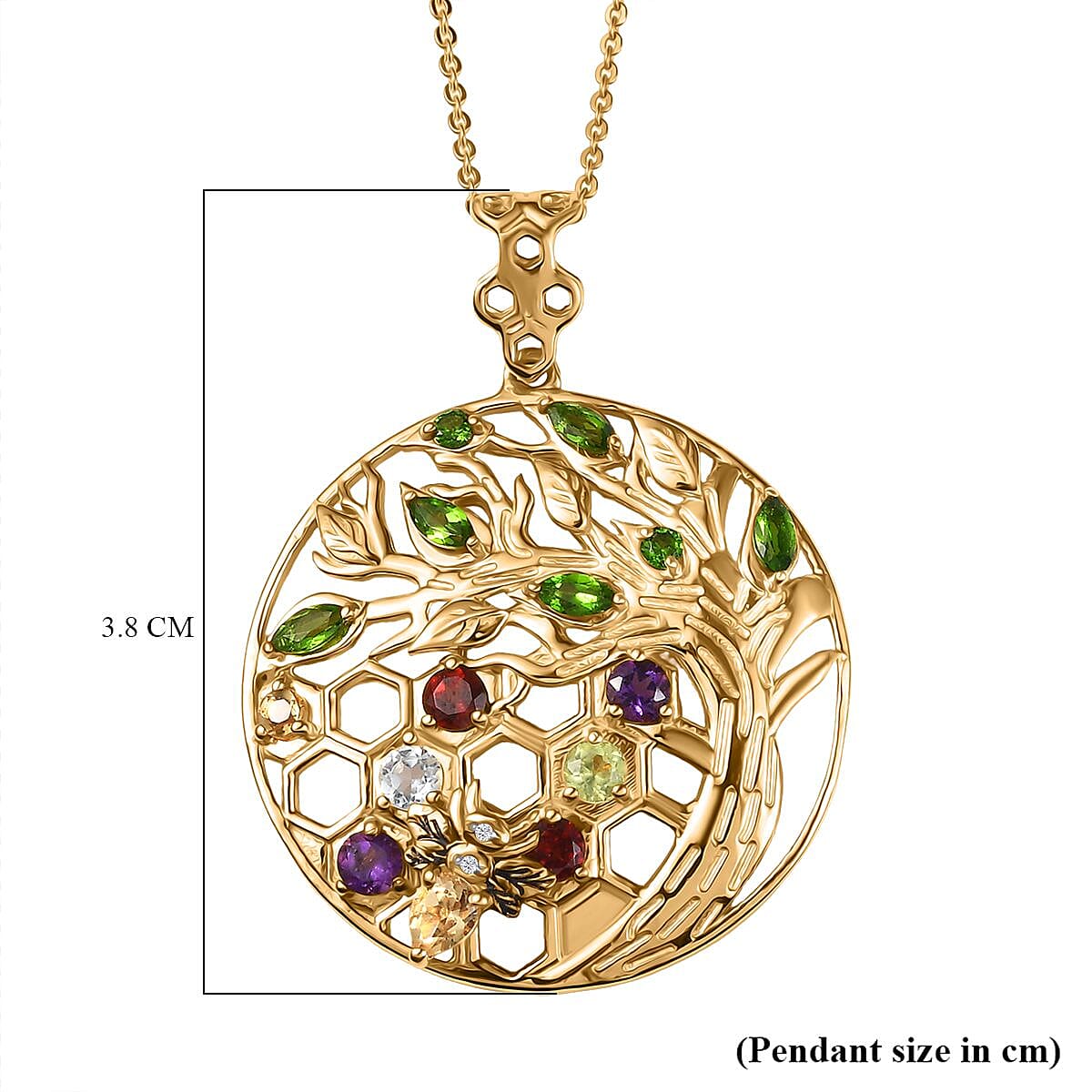 GP Italian Garden Collection - Citrine & Multi Gemstones Pendant with Chain (Size 20) in 18K Vermeil Yellow Gold Plated Sterling Silver 1.57 Ct, Silver Wt 8.20 Gms. GP Italian Garden Collection - Citrine & Multi Gemstones Pendant with Chain (Size 20) in 18K Vermeil Yellow Gold Plated Sterling Silver 1.57 Ct, Silver Wt 8.20 Gms.