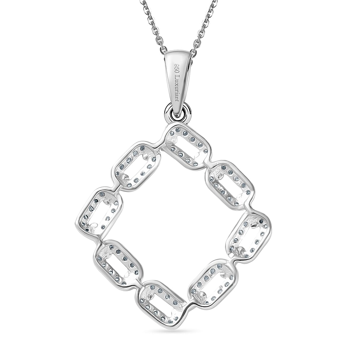 Lab Grown Diamond Pendant with Chain (Size 20) in Rhodium Overlay Sterling Silver 0.29 ct 0.330 Ct. Lab Grown Diamond Pendant with Chain (Size 20) in Rhodium Overlay Sterling Silver 0.29 ct 0.330 Ct.