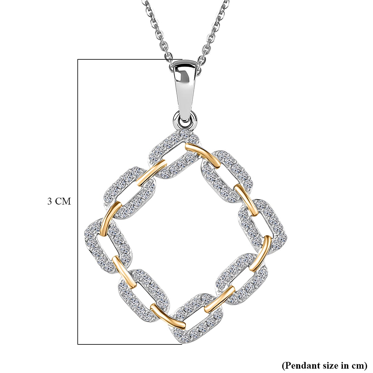 Lab Grown Diamond Pendant with Chain (Size 20) in Rhodium Overlay Sterling Silver 0.29 ct 0.330 Ct. Lab Grown Diamond Pendant with Chain (Size 20) in Rhodium Overlay Sterling Silver 0.29 ct 0.330 Ct.