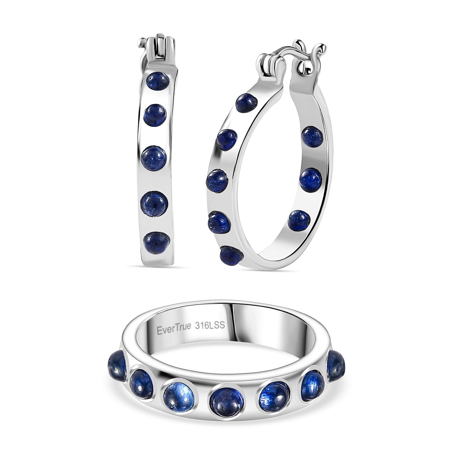 EverTrue 2 Piece Set - J Hoop Half Hoop Earring & Band Ring
