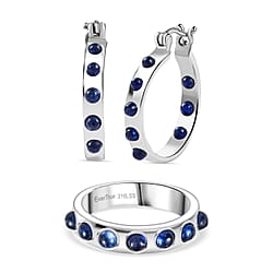 EverTrue 2 Piece Set - J Hoop Half Hoop Earring & Band Ring