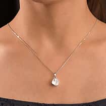 0.50 Ct. Polki Diamond Solitaire Pendant with Chain (Size 20) in Rhodium Overlay Sterling Silver