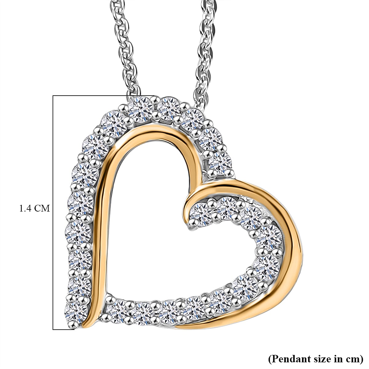 Luxuriant Diamond Lab Grown Diamond Open Heart Pendant with Chain (Size 20) in 18K Vermeil Yellow Gold Plated & Rhodium Overlay Sterling Silver Luxuriant Diamond Lab Grown Diamond Open Heart Pendant with Chain (Size 20) in 18K Vermeil Yellow Gold Plated & Rhodium Overlay Sterling Silver