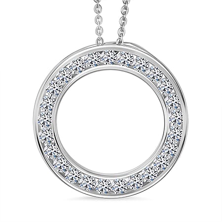 LUXURIANT 1 Ct. Lab Grown Diamond Circle of Life Pendant with Chain (Size 20) in Rhodium Overlay Sterling Silver