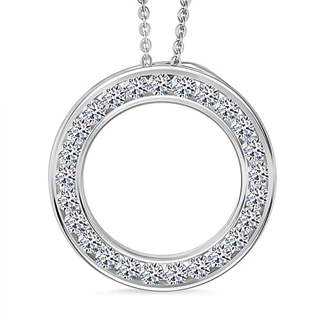 Luxuriant - Lab Grown Diamond (SI-GH) SI-GH Circle of Life Pendant with Chain (Size 20) in Rhodium Overlay Sterling Silver 1.00 Ct.