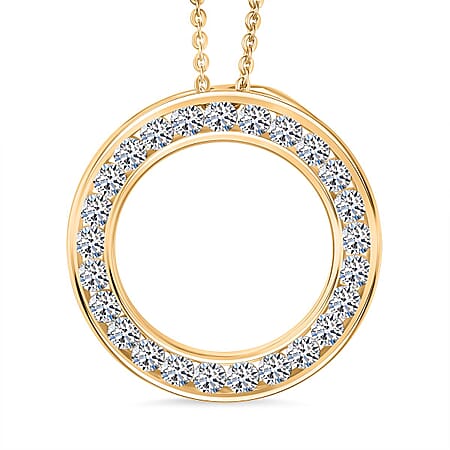 LUXURIANT 1 Ct. Lab Grown Diamond Circle of Life Pendant with Chain (Size 20) in 18K Vermeil Yellow Gold Over Sterling Silver LUXURIANT 1 Ct. Lab Grown Diamond Circle of Life Pendant with Chain (Size 20) in 18K Vermeil Yellow Gold Over Sterling Silver