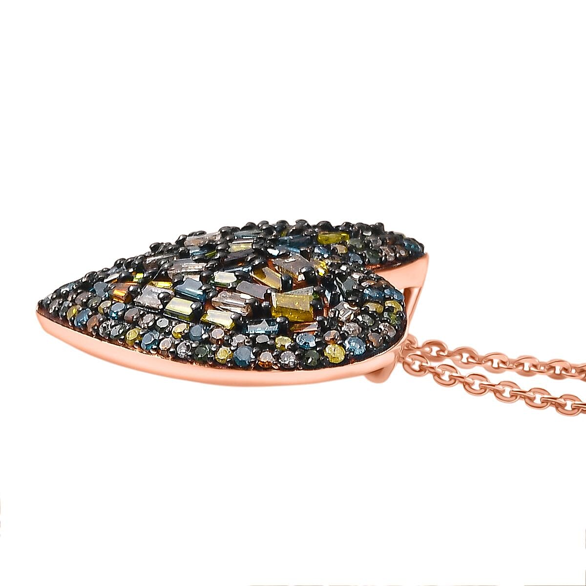 GP Amore Collection - Yellow, Blue Diamond, Kanchanaburi Blue Sapphire & Multiple Gemstones Heart Pendant with Chain (Size 20) in 18K Vermeil Rose Gold Plated Sterling Silver 1.05 Ct. GP Amore Collection - Yellow, Blue Diamond, Kanchanaburi Blue Sapphire & Multiple Gemstones Heart Pendant with Chain (Size 20) in 18K Vermeil Rose Gold Plated Sterling Silver 1.05 Ct.