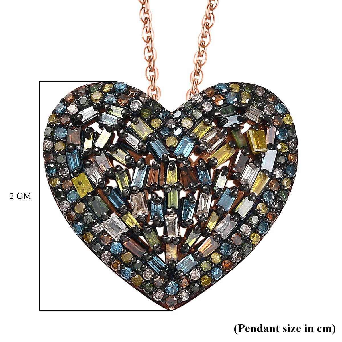 GP Amore Collection - Yellow, Blue Diamond, Kanchanaburi Blue Sapphire & Multiple Gemstones Heart Pendant with Chain (Size 20) in 18K Vermeil Rose Gold Plated Sterling Silver 1.05 Ct. GP Amore Collection - Yellow, Blue Diamond, Kanchanaburi Blue Sapphire & Multiple Gemstones Heart Pendant with Chain (Size 20) in 18K Vermeil Rose Gold Plated Sterling Silver 1.05 Ct.