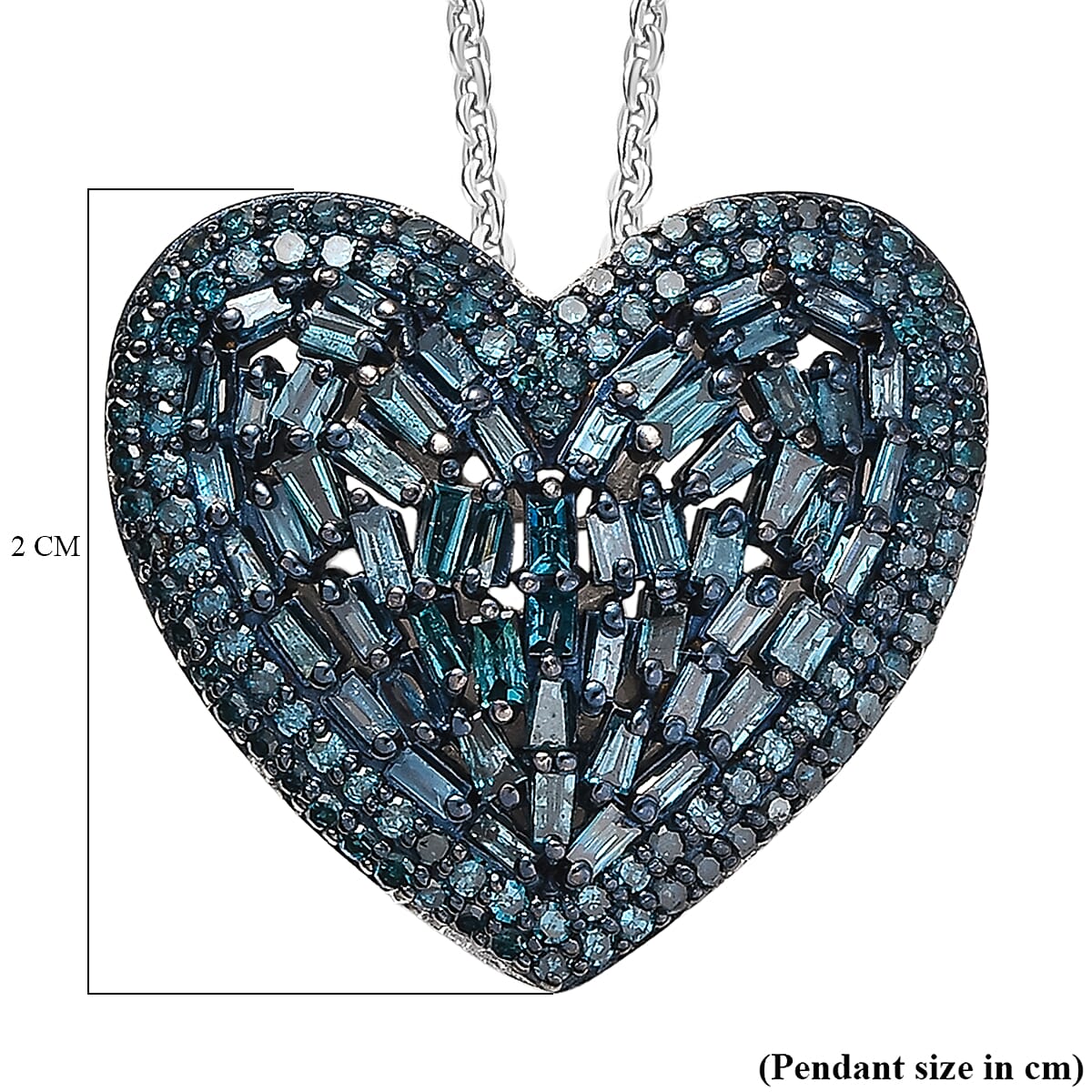 GP Amore Collection - Blue Diamond & Kanchanaburi Blue Sapphire, White Diamond Pendant with Chain (Size 20) in Rhodium Overlay Sterling Silver 1.08 Ct. GP Amore Collection - Blue Diamond & Kanchanaburi Blue Sapphire, White Diamond Pendant with Chain (Size 20) in Rhodium Overlay Sterling Silver 1.08 Ct.