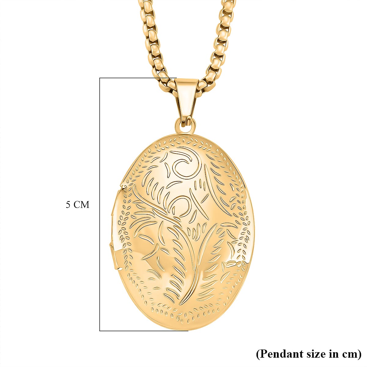 Openable Locket Pendant with Box Necklace (Size 22-2 Ext) in Yellow Gold Plating Openable Locket Pendant with Box Necklace (Size 22-2 Ext) in Yellow Gold Plating