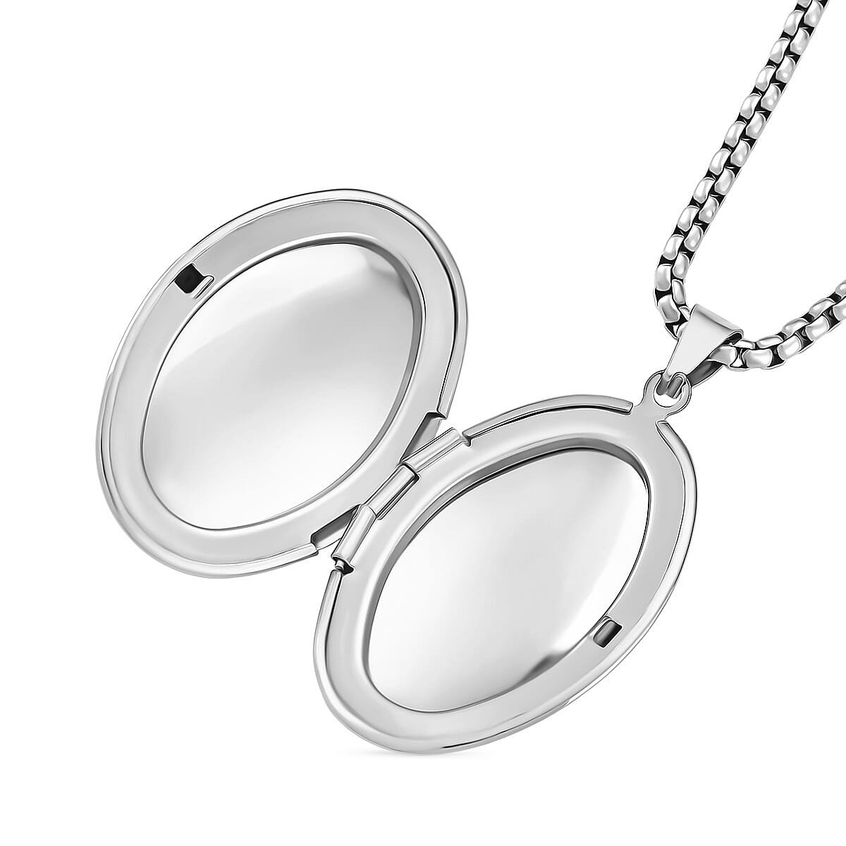 Openable Pendant with Box Chain (Size 22-2 Ext) in Silver Tone Openable Pendant with Box Chain (Size 22-2 Ext) in Silver Tone