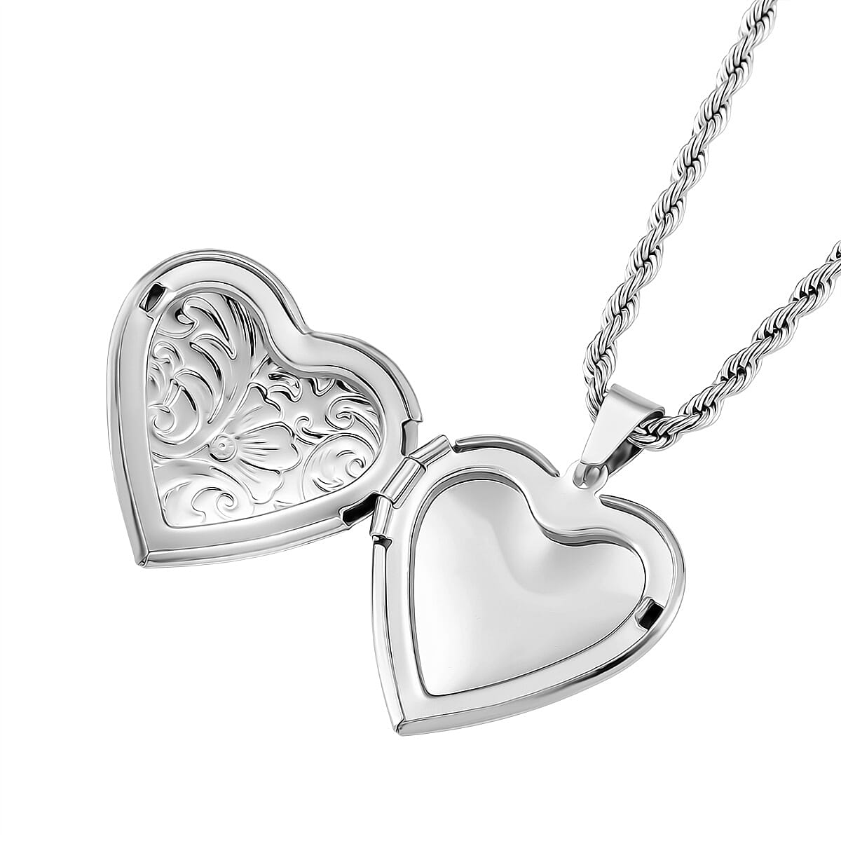Heart Locket Pendant with Rope Necklace (Size 22-2 Ext) Heart Locket Pendant with Rope Necklace (Size 22-2 Ext)