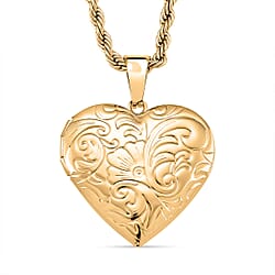 Heart Locket Pendant with Rope Necklace (Size 22-2 Ext)(Outer Pendant Size 28.70x27.30mm).