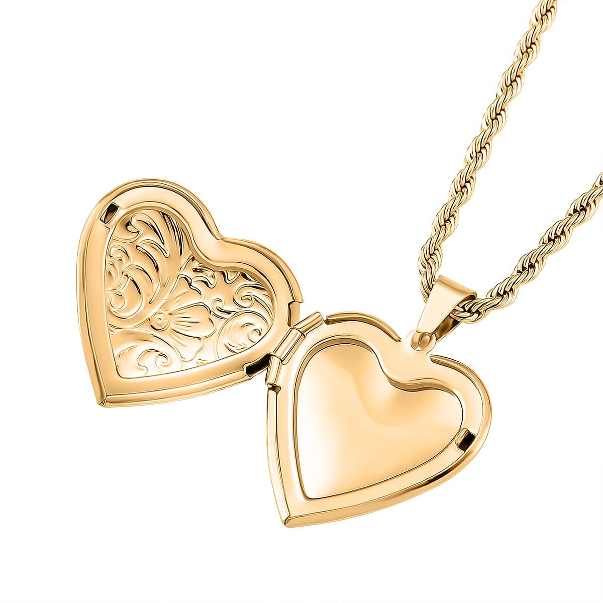 Heart Locket Pendant with Rope Necklace (Size 22-2 Ext) Heart Locket Pendant with Rope Necklace (Size 22-2 Ext)