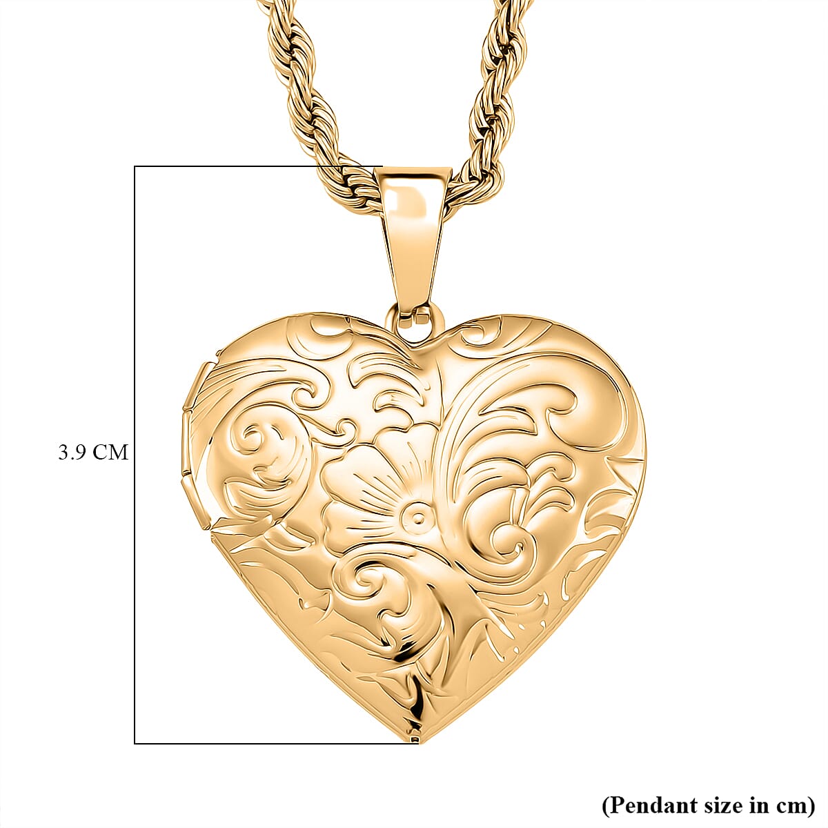 Heart Locket Pendant with Rope Necklace (Size 22-2 Ext) Heart Locket Pendant with Rope Necklace (Size 22-2 Ext)