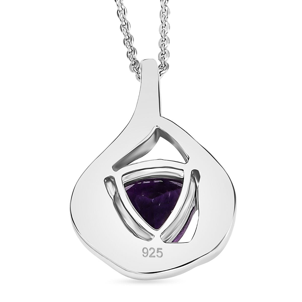 Natural Moroccan Amethyst Elegant Twist Pendant with Chain (Size 20) in Rhodium Overlay Sterling Silver 1.20 Ct. Natural Moroccan Amethyst Elegant Twist Pendant with Chain (Size 20) in Rhodium Overlay Sterling Silver 1.20 Ct.