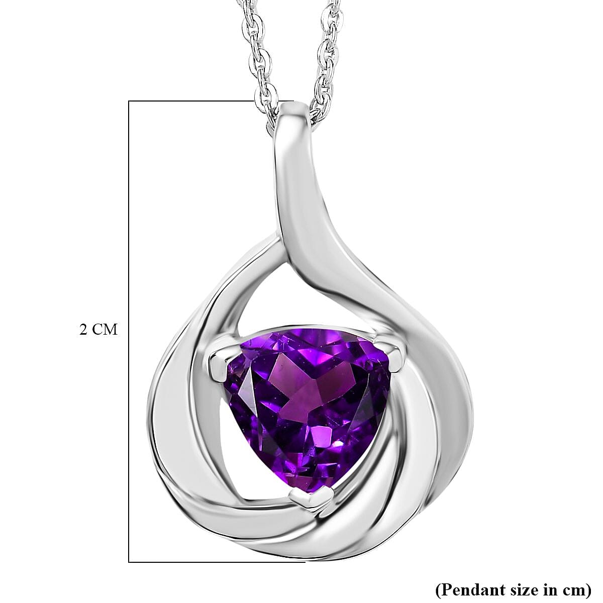 Natural Moroccan Amethyst Elegant Twist Pendant with Chain (Size 20) in Rhodium Overlay Sterling Silver 1.20 Ct. Natural Moroccan Amethyst Elegant Twist Pendant with Chain (Size 20) in Rhodium Overlay Sterling Silver 1.20 Ct.