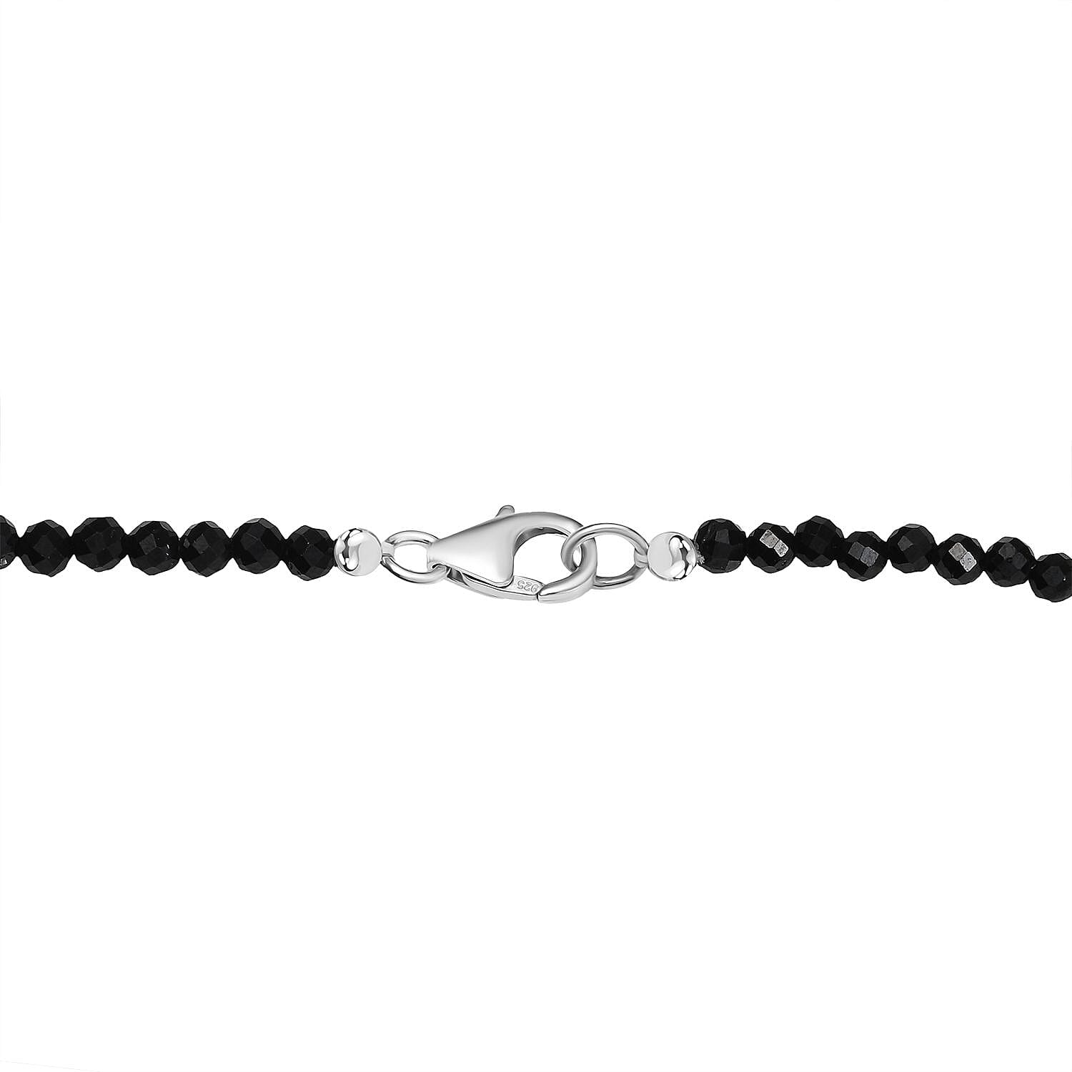 Labradorite Black Spinel Pendant with Beads Chain (Size 20) in Rhodium Overlay Sterling Silver 302.81 Ct, Silver Wt. 10.04 Gms. Labradorite Black Spinel Pendant with Beads Chain (Size 20) in Rhodium Overlay Sterling Silver 302.81 Ct, Silver Wt. 10.04 Gms.