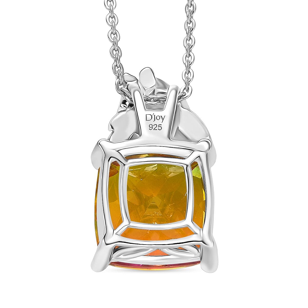 Djoy Rainbow Genesis Quartz & White Zircon Rose Pendant with Chain (Size 20) in Rhodium Overlay Sterling Silver 4.62 Ct. Djoy Rainbow Genesis Quartz & White Zircon Rose Pendant with Chain (Size 20) in Rhodium Overlay Sterling Silver 4.62 Ct.