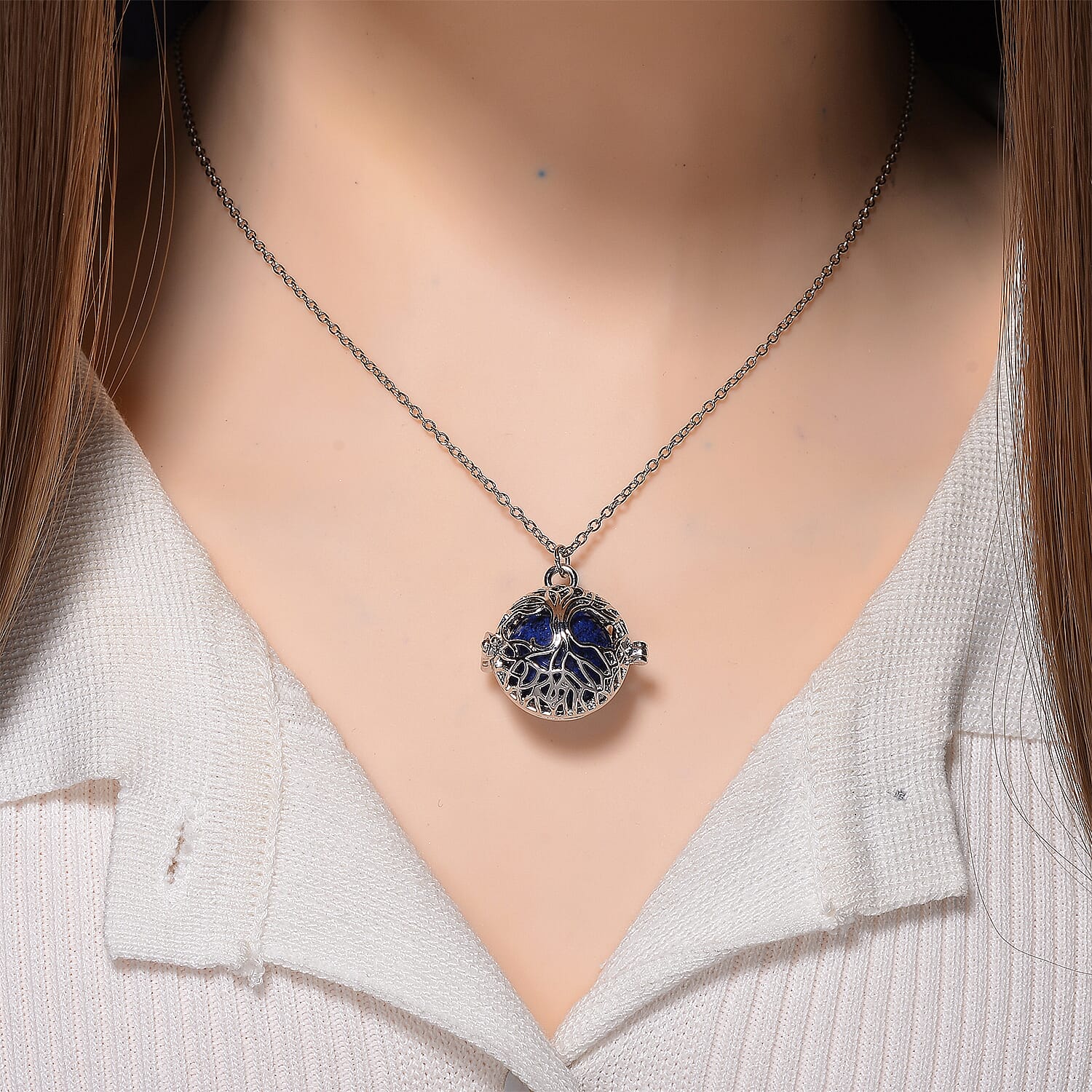 Lapis Lazuli, African Amethyst, Green Aventurine, Red Agate, Rose Quartz, Opalite & Yellow Tigers Eye Pendant with Chain (Size 20 - 2 Ext) with Lobster Clasp in Yellow Gold Plated 70.00 Ct.