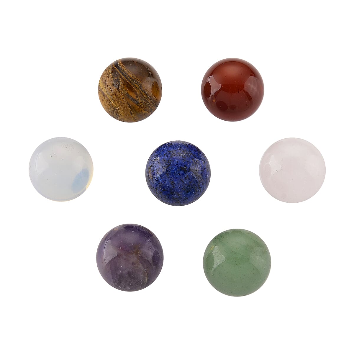 Lapis Lazuli, African Amethyst, Green Aventurine, Red Agate, Rose Quartz, Opalite & Yellow Tigers Eye Pendant with Chain (Size 20 - 2 Ext) with Lobster Clasp in Yellow Gold Plated 70.00 Ct.