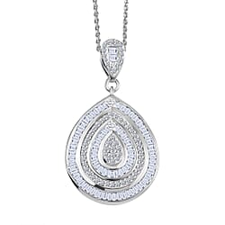 LUXURIANT 1 Ct. Lab Grown Diamond (SI-G-H) Teardrop Pendant with Chain (Size 20) in 18K Vermeil Yellow Gold Plated Sterling Silver