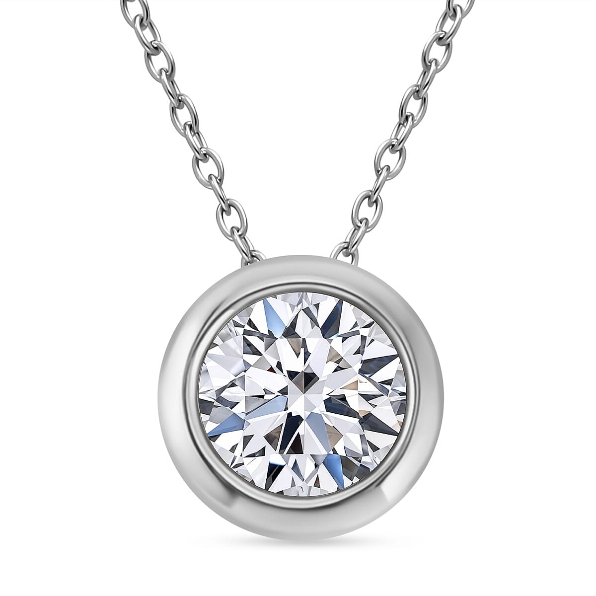 Luxuriant Diamond SGL Certified Lab Grown Diamond (SI-GH) Pendant with Chain (Size 18-20) in Rhodium Overlay Sterling Silver 1.00 Ct.