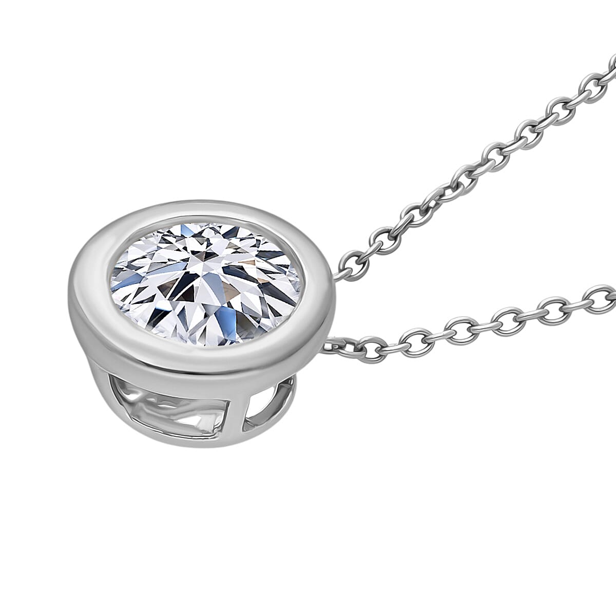 Luxuriant Diamond SGL Certified Lab Grown Diamond (SI-GH) Pendant with Chain (Size 18-20) in Rhodium Overlay Sterling Silver 1.00 Ct.