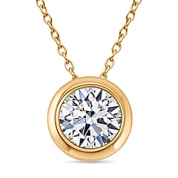 LUXURIANT 1 Ct. Bezel-Set Lab Grown Diamond Solitaire Pendant with Chain (Size 18-20) in Vermeil Rose Gold Plated Sterling Silver, SGL Certified