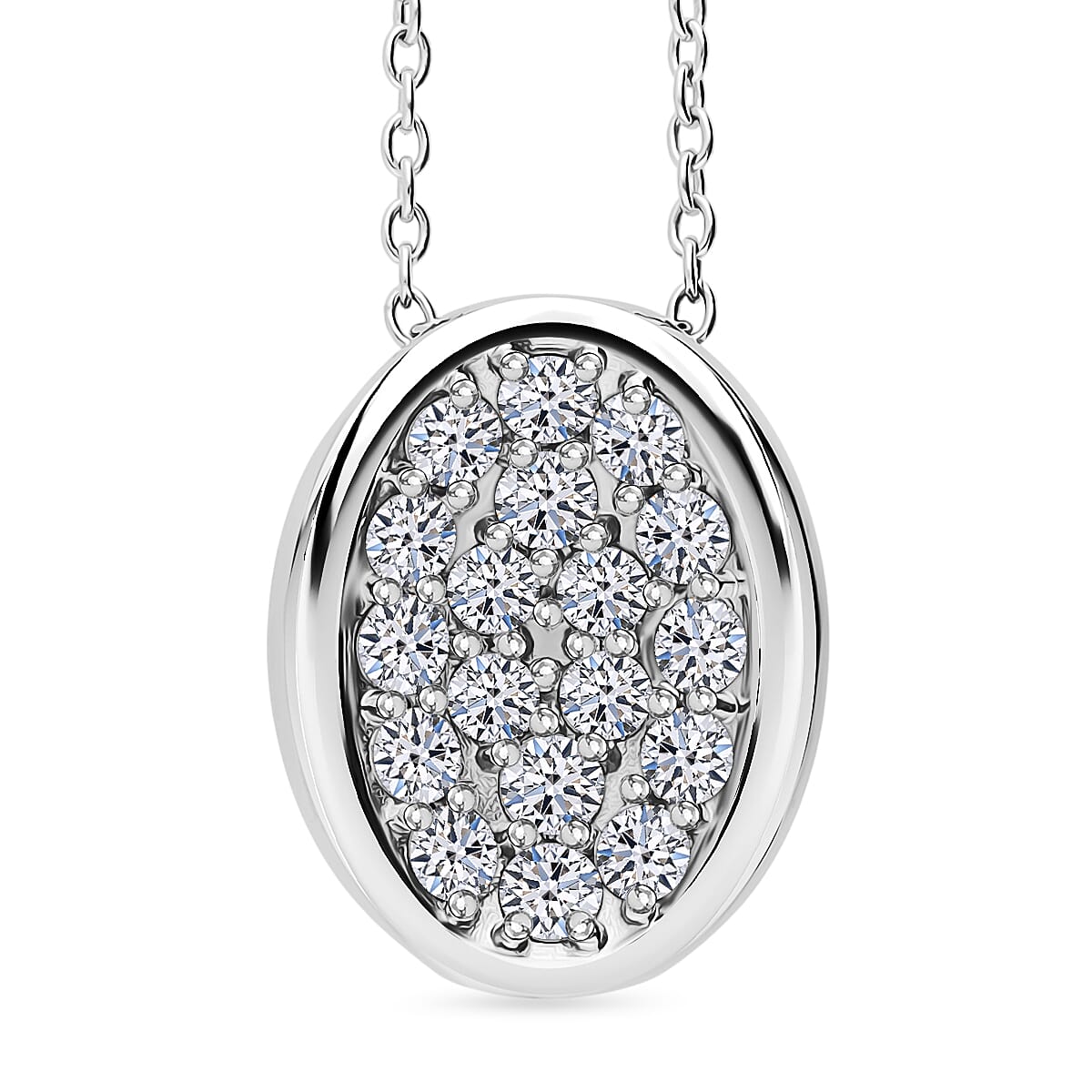 Luxuriant Diamond Lab Grown Diamond (SI-GH) Pendant with Chain (Size 18-2) in Platinum Overlay Sterling Silver