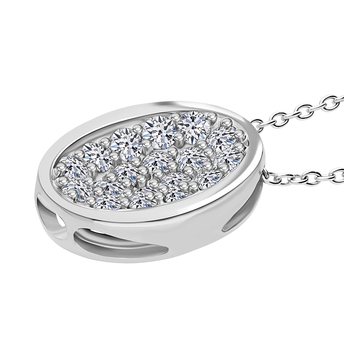Luxuriant Diamond Lab Grown Diamond (SI-GH) Pendant with Chain (Size 18-2) in Platinum Overlay Sterling Silver